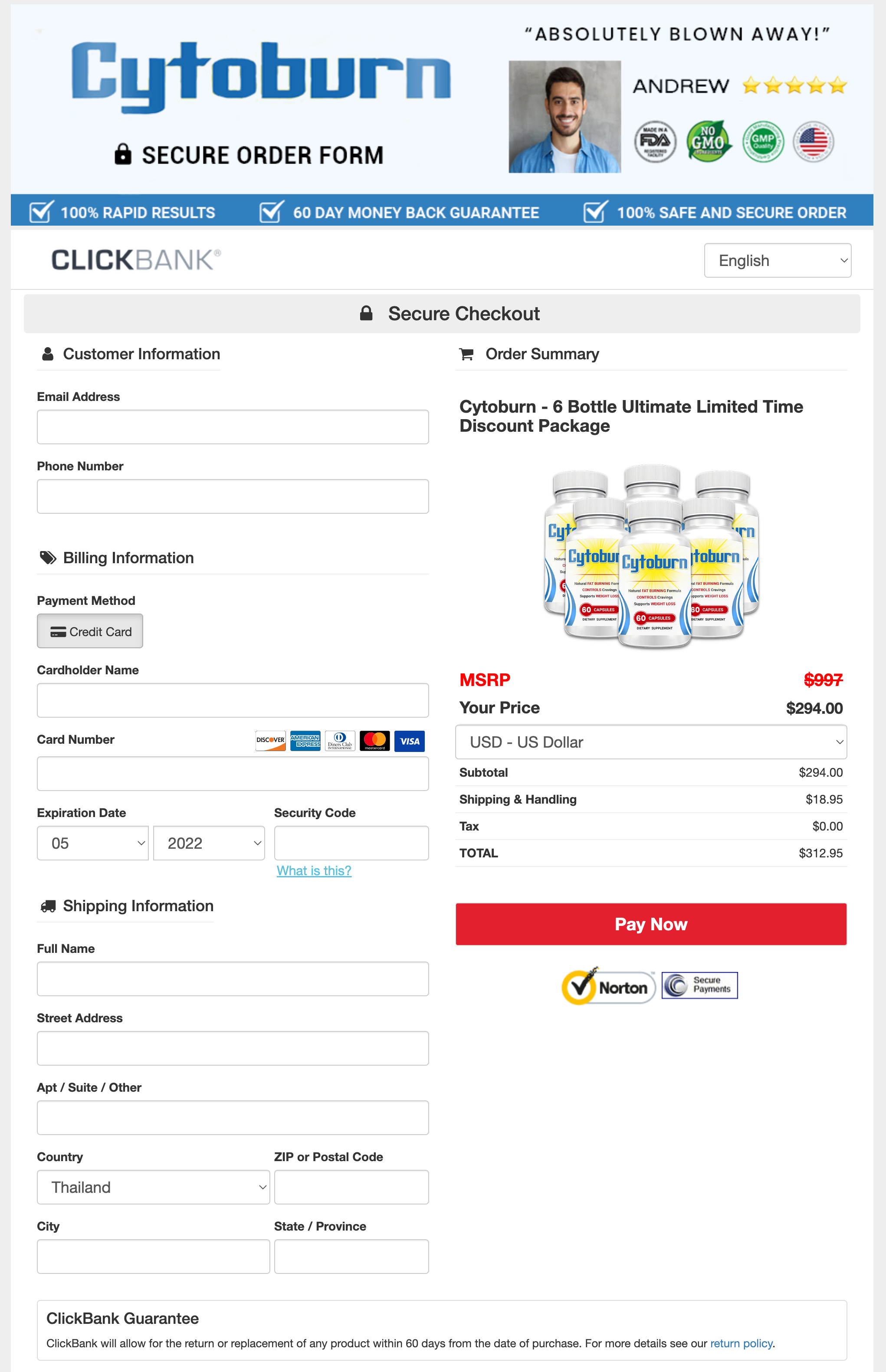 CytoBurn - Order Page